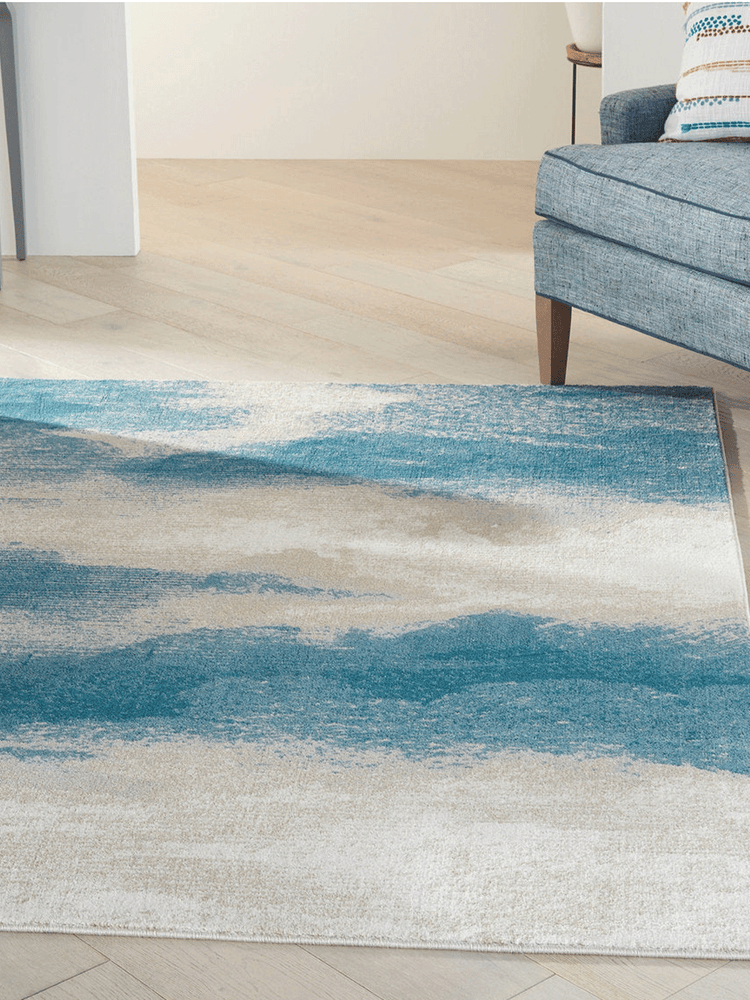 Nourison Maxell Ivory/Teal Modern Indoor Area Rug