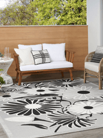 Nourison Aloha Black White Contemporary Indoor/Outdoor Area Rug