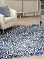 Jubilant JUB21 Brocade Vintage Navy Ivory Area Rug