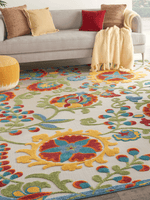 Aloha Floral Farmhouse Ivory/Multi Area Rug