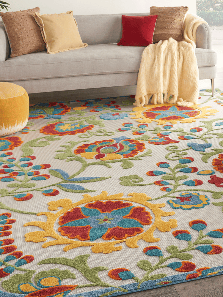 Aloha Floral Farmhouse Ivory/Multi Area Rug