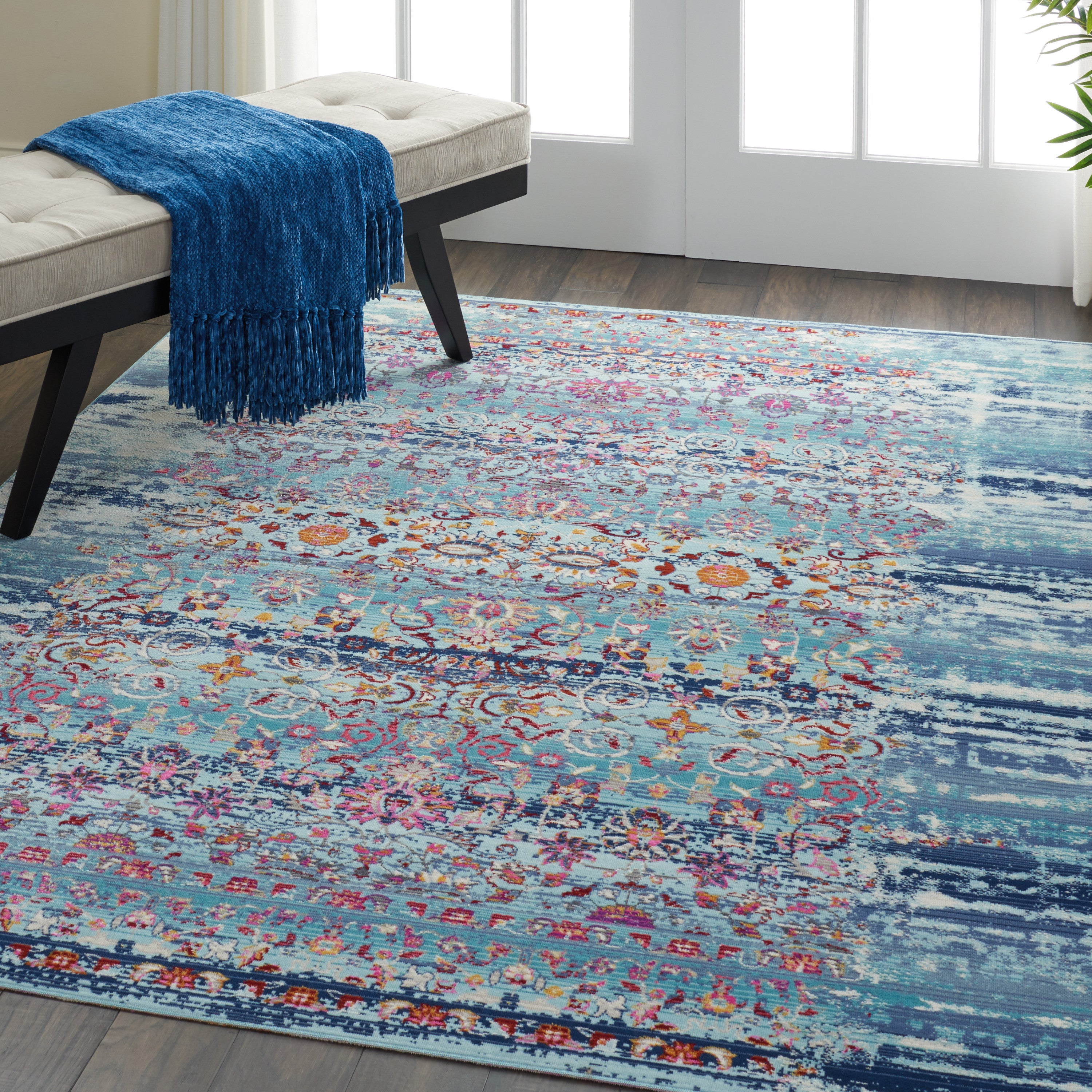 Kashan Blue Rug Nourison Vintage Kashan Blue Vintage Indoor Area Rug | Homestitch