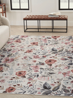 Nourison Washables NWB01 Botanical Vintage Ivory Pink Area Rug