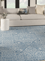 Waverly Washables Collection Aqua Vintage Indoor Area Rug