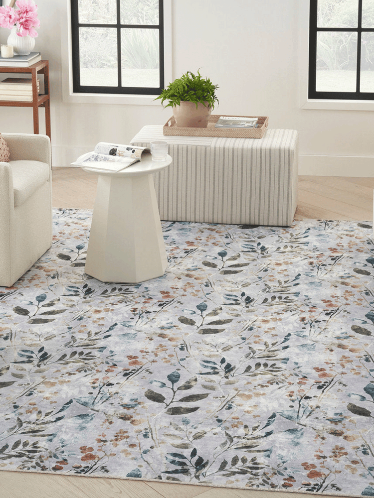Nourison Washables NWB05 Botanical Contemporary Grey Multicolor Broadloom Carpet