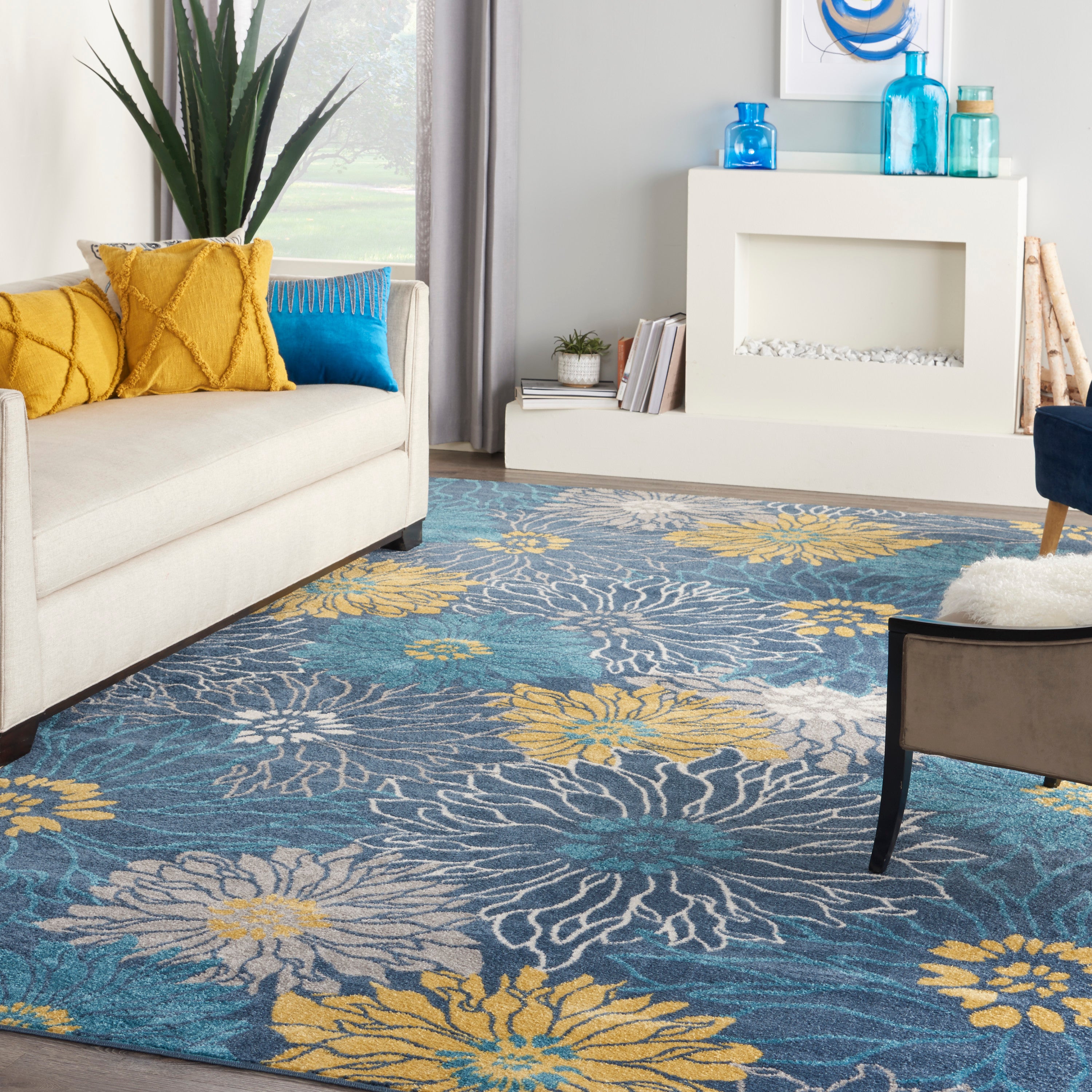 Nourison Passion Blue Contemporary Indoor Area Rug | Homestitch