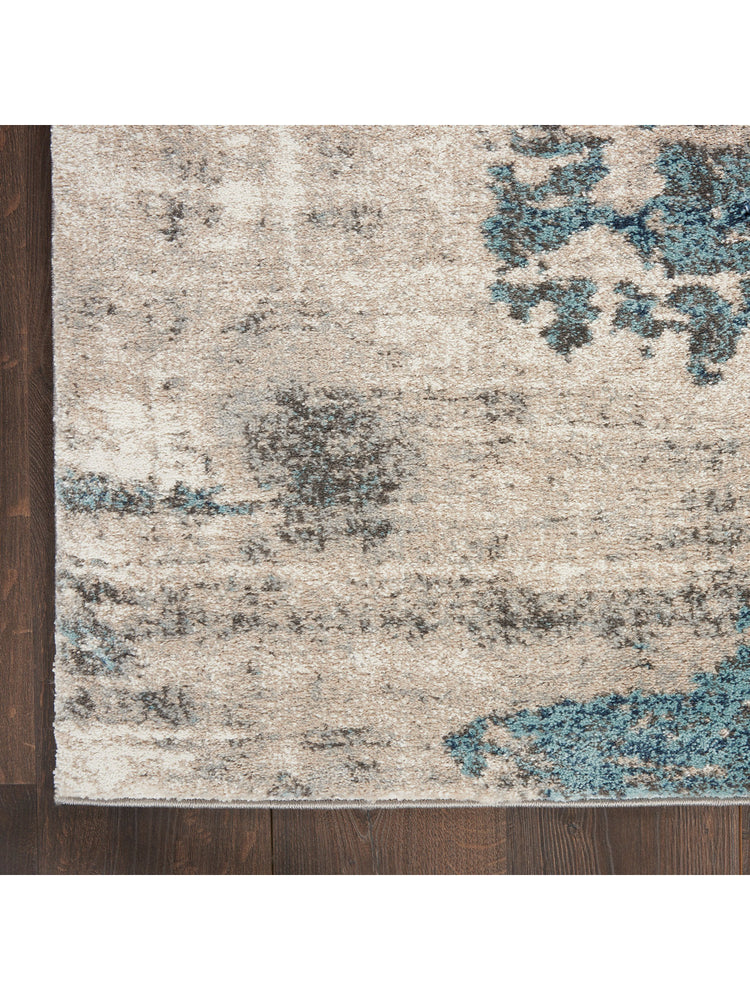 Nourison American Manor Ivory Blue Modern Indoor Area Rug | Homestitch