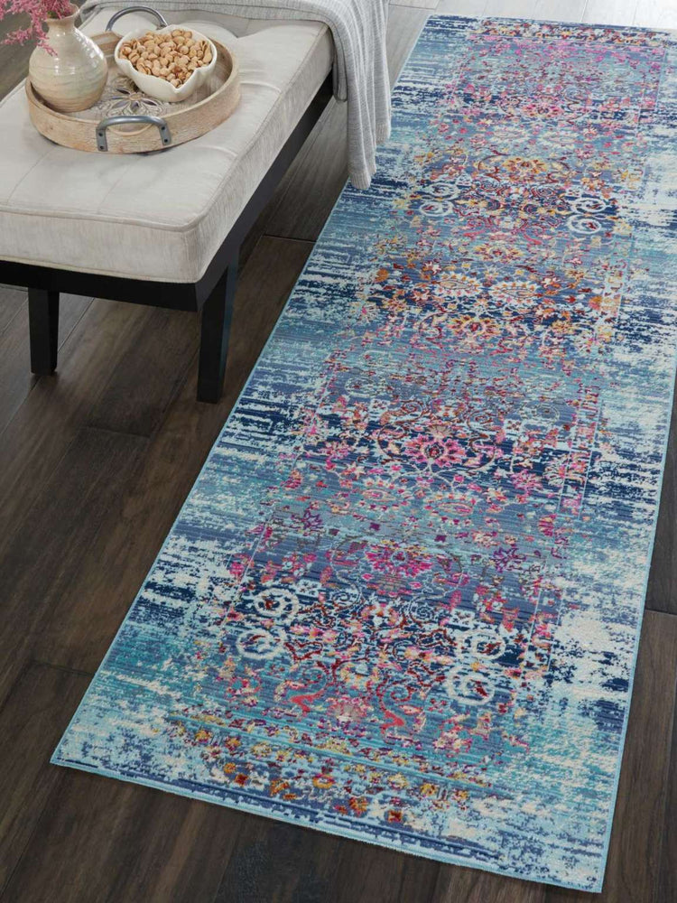 Retro Blue Rug Nourison Vintage Kashan Blue Vintage Indoor Area Rug | Homestitch