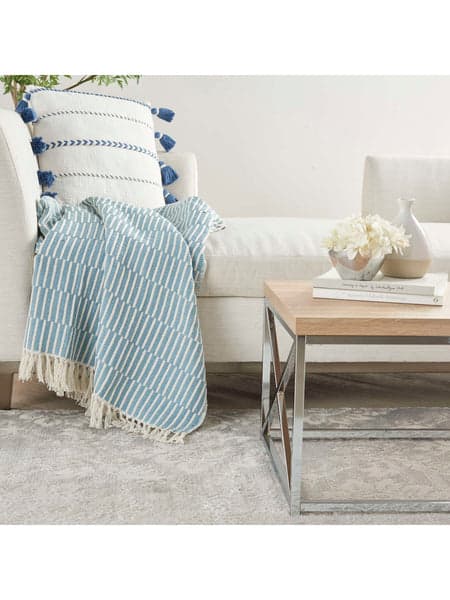 Blue and best sale cream throw blanket