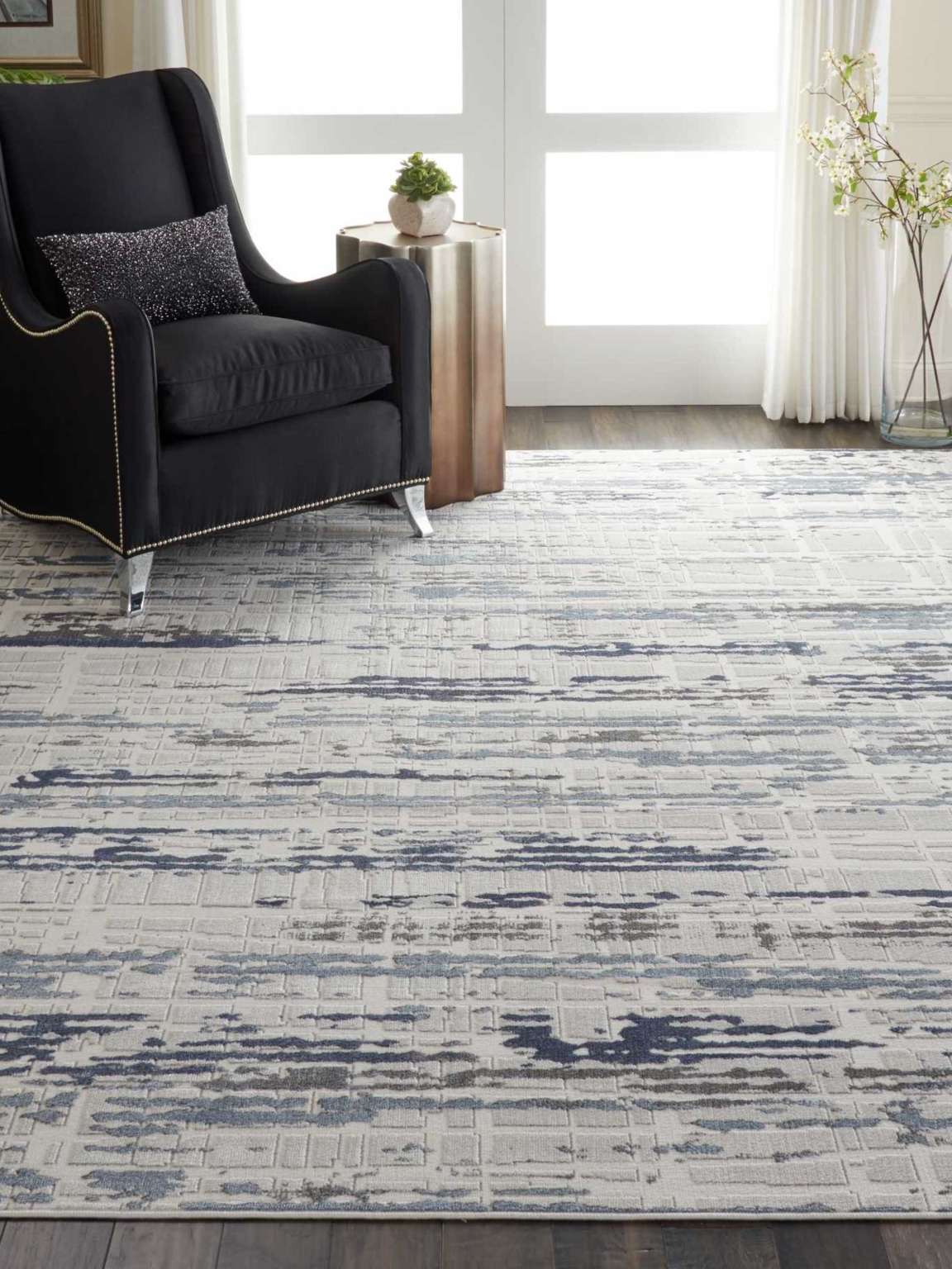 Nourison Urban Decor Ivory/Slate Modern Indoor Area Rug | Homestitch